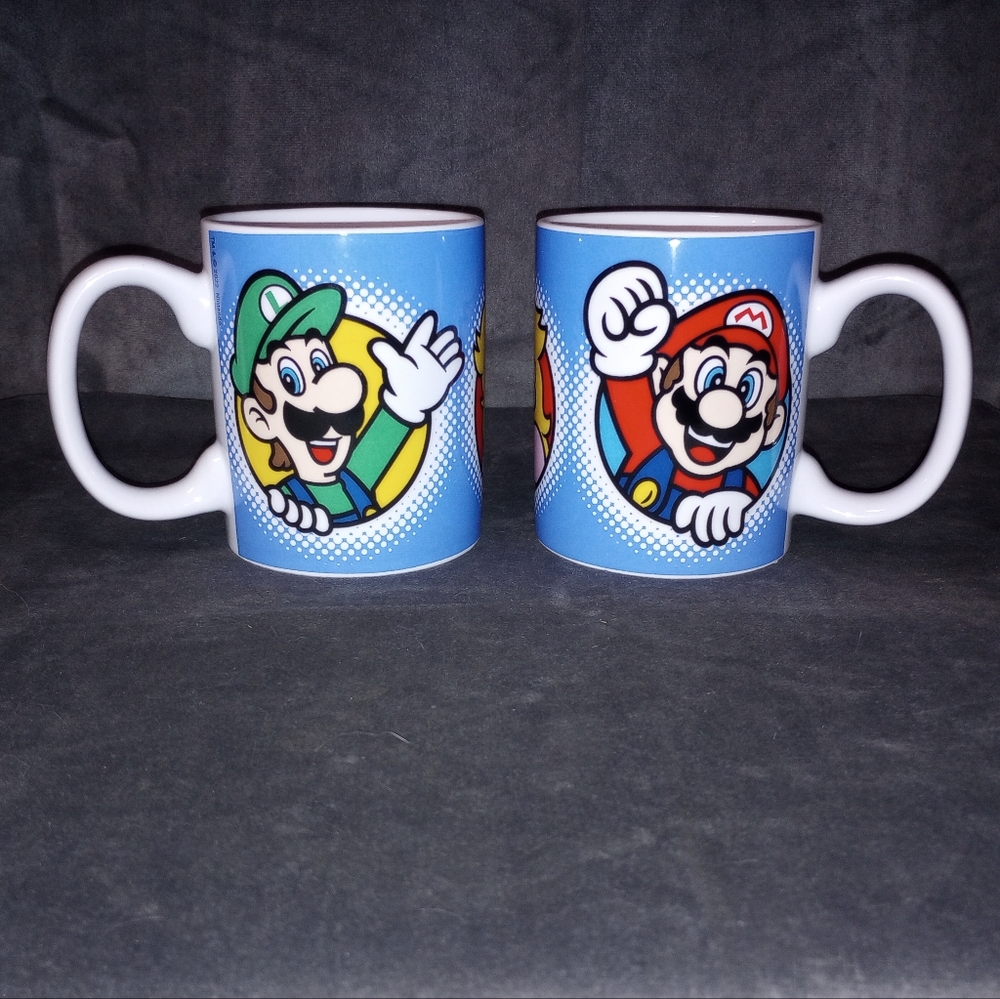 Super Mario Bros Character Mugs Set Of 2 EUC